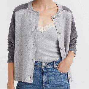 LOFT Heather Gray Knit button down sweater brand new with tags.